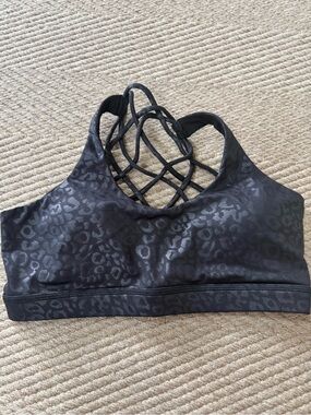 Strappy Leopard-Print Sports Bralette - Black